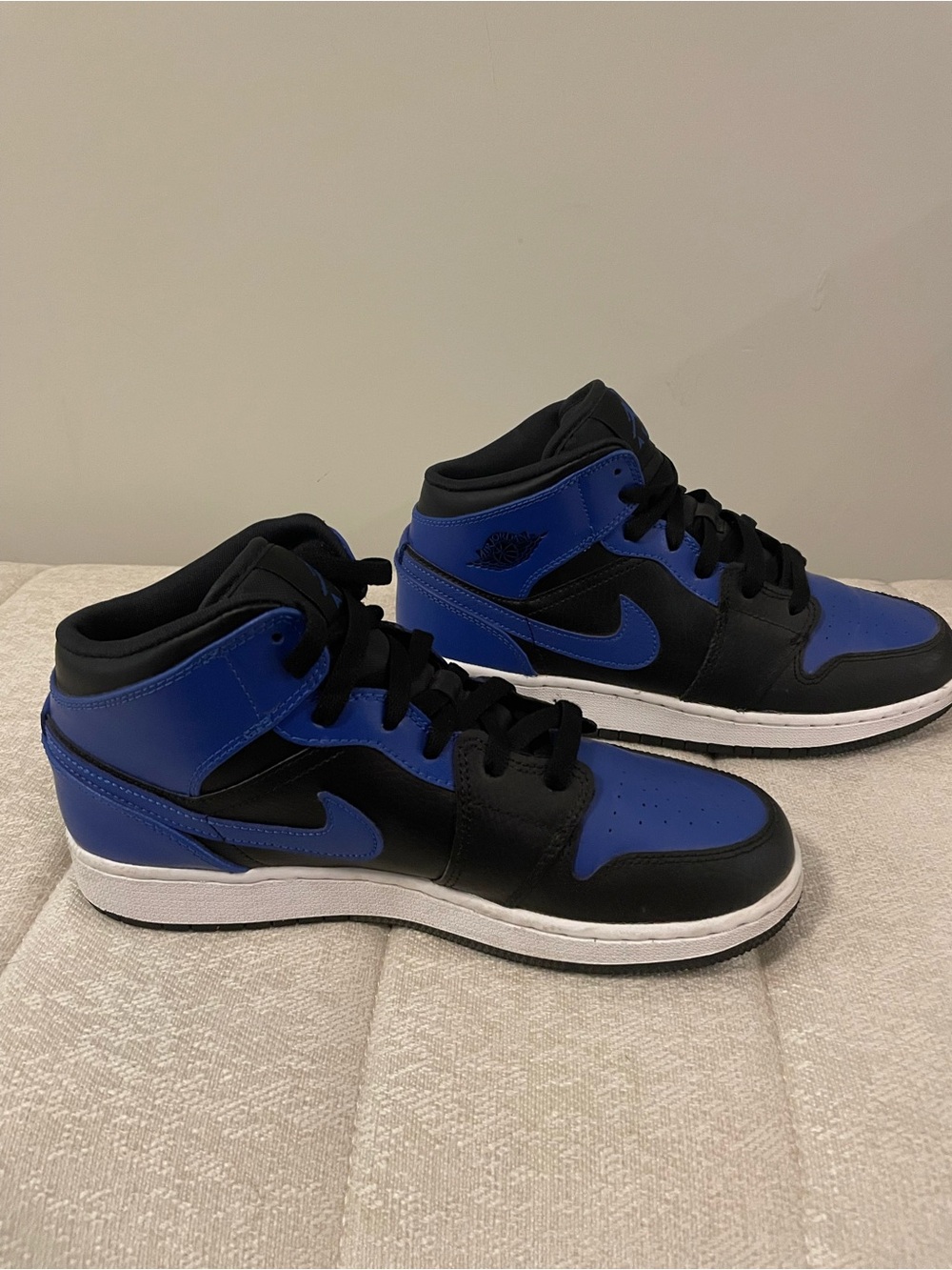 Nike Air Jordan Mid 1 Kids Royal Blue and Black Mid-Top Sneakers